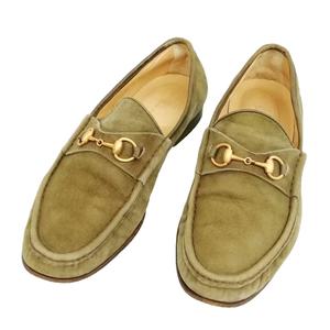 グッチ GUCCI ホースビット ローファー スリッポン レザー シューズ 39 グリーン系 レディース