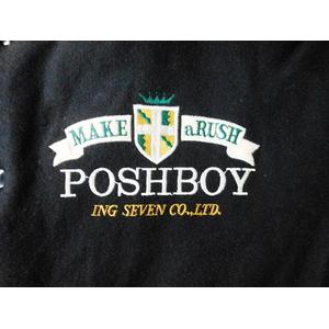 POSH BOY ポッシュボーイ スタジャン レザー ウール ワッペン 緑 黒