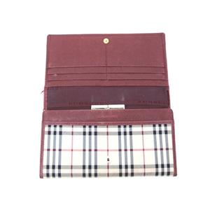 バーバリー BURBERRY 長財布 ノバチェック 二つ折り ベージュ レッド