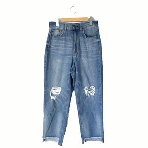 ジーユー GU パンツ ジーンズ デニム ダメージ加工 ハイウエスト