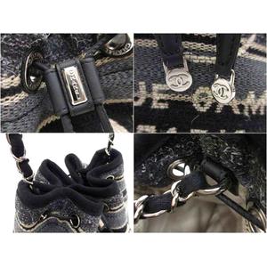 【中古】シャネル CHANEL A57536 ドーヴィル ストライプキャンバス 巾着バッグ ドローストリング ショルダーバッグ レディース シャネル CHANEL A57536 ドーヴィル ストライプキャンバス 巾着バッグ
