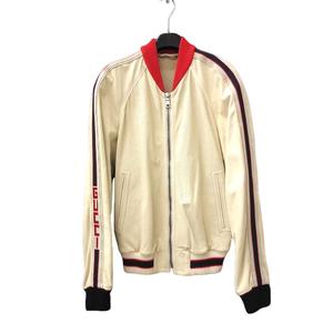 グッチ GUCCI 497399 ロゴプリント テクニカルレザーボンバージャケット 44  メンズ