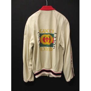 グッチ GUCCI 497399 ロゴプリント テクニカルレザーボンバージャケット 44  メンズ