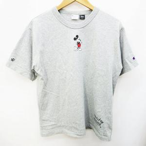 チャンピオン Champion ビームスボーイ Beams Boy ディズニー Disney Tシャツ カットソー 半袖 丸首 クルーネック ミッキーマウス プリント 綿 コットン 100 S 灰色 グレー系 レディース 064 ベクトルパーク