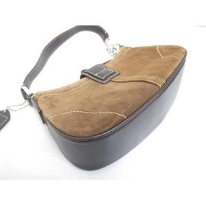 美品 コーチ COACH 7558 バックルデミポーチ ハンド バッグ スエード