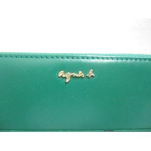 未使用　agnes b. レザーラウンドジップ長財布　グレー×グリーン agnes b. アニエスベー 長財布 未使用品 グリーン レザー