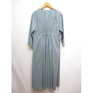 ミラオーウェン Mila Owen 美品 ウエストギャザー マキシ ワンピース 0 ブルー リネン混 裏地付き レディース 065 2901 ベクトルパーク