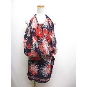 ダブルスタンダードクロージング ダブスタ DOUBLE STANDARD CLOTHING 花柄 シフォン セットアップ 濃紺 ネイビー カシュクール キャミソール スカート 日本製 レディース