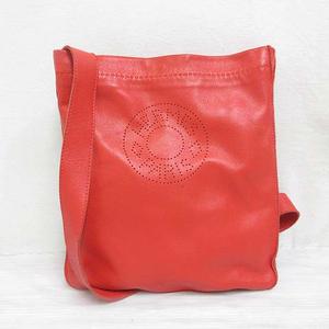 エルメス HERMES クルードセル ショルダーバッグ  レザー 赤 レッド 斜め掛け クロスボディ パンチング ロゴ ラムスキン ☆AA★ レディース