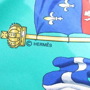 エルメス HERMES カレ90 PAVOIS 船旗柄 スカーフ シルク100％ 緑系 グリーン 国旗 フランス製 ☆AA★ レディース