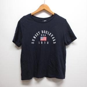 エイチ&エム H&M 美品 半袖 プリント Tシャツ カットソー S ネイビー レディース