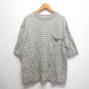 ユナイテッドアローズ UNITED ARROWS ボーダー柄 半袖 ニット ビッグ Tシャツ カットソー XL グレー メンズ