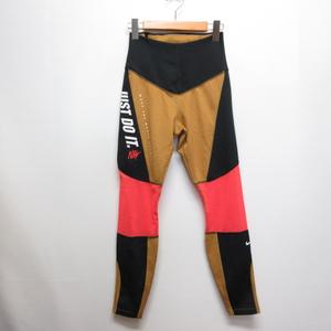 ナイキ NIKE 美品 ランニング タイツ ロング S キャメル DRI-FIT スポーツ レギンス スパッツ レディース