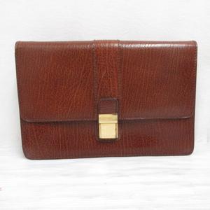 バリー BALLY 本革 レザー セカンド クラッチ バッグ 茶 ブラウン 裏地付き 保存袋付き 