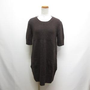 未使用品 セオリーリュクス theory luxe アルパカ混 半袖 ニット ワンピース 38 茶 ブラウン チュニック ウール混 ポケット有り 日本製 レディース