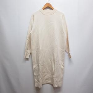 未使用品 ユニクロ UNIQLO 長袖 スフレヤーン ワンピース M オフホワイト レディース