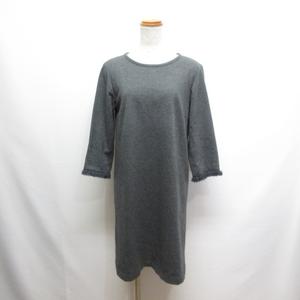 アマカ AMACA 七分袖 ウール ワンピース 38 ダークグレー 裏地付き レディース