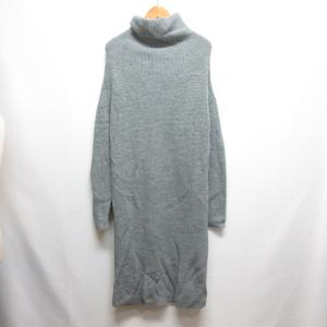 プラステ PLST ウールブレンド ハイネック ニット ワンピース M グレー 長袖 12-3405012 レディース