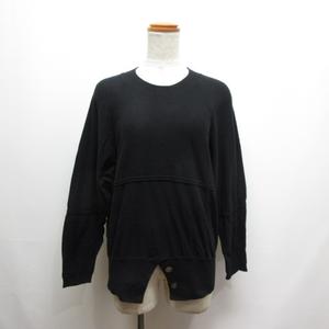 メルシーボークー mercibeaucoup 長袖 ニット カットソー 1 黒 ブラック 裾スリット レディース