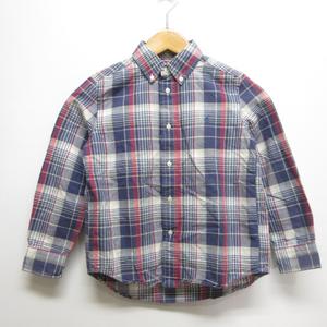 ラルフローレン RALPH LAUREN 子供服 チェック柄 長袖 ボタンダウン シャツ 120 ネイビー系 コットン 正規品 キッズ