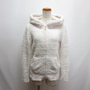 ジェラートピケ gelato pique ルームウェア ボーダー ニット パーカー ジップアップ F 白×ピンク 部屋着 レディース