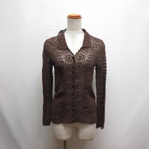 ケティ KETTY レース編み ニット カーディガン 長袖 M 茶 ブラウン レディース