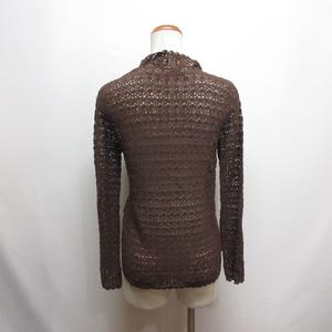 ケティ KETTY レース編み ニット カーディガン 長袖 M 茶 ブラウン レディース
