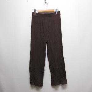 ナチュラルビューティーベーシック NATURAL BEAUTY BASIC リブ ニット パンツ M 茶 ブラウン ウエストリブ レディース