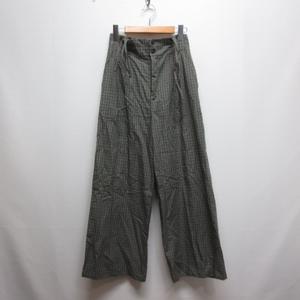 アースミュージック&エコロジー EARTH MUSIC & ECOLOGY 2way サス付き チェック柄 パンツ M グレー ジッパーフライ レディース