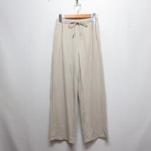ジーユー GU 美品 リブ イージー ワイド パンツ S ライトベージュ レディース