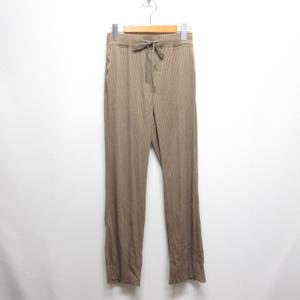 ジーユー GU 美品 リブ スリム ストレート パンツ M 茶 ブラウン レディース