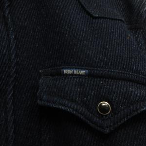 アイアンハート IRON HEART インディゴ カルゼ ウエスタン シャツ S コーデュロイ コットン 長袖 厚手 日本製 メンズ