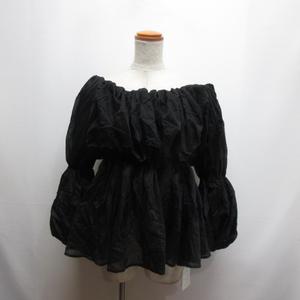 未使用品 グレイル GRL シアー バルーンスリーブ ペプラム トップス カットソー F 黒 ブラック pm372 長袖 オフショル タグ付き レディース