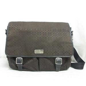 コーチ COACH F70293 ショルダー メッセンジャー バッグ ミニシグネチャー キャンバス レザー ブラウン 茶 斜め掛け