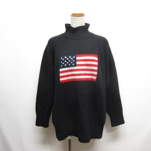 フリークスストア FREAKS STORE 星条旗 ハイネック ニット セーター F 黒 ブラック ウール混 レディース