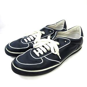 モンクレール MONCLER パンチング レザー シューズ スニーカー紺  