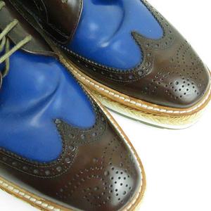 プラダ PRADA 厚底 ウイング チップ エスパドリーユ レースアップ