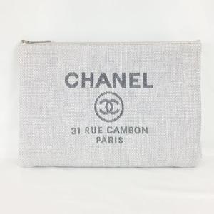 シャネル CHANEL ドーヴィル クラッチバッグ ラージサイズ グレー系 