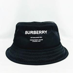 バーバリー BURBERRY ★AA☆ PADDED NYLON BUCKET 8044081 ロゴ ホースフェリー ナイロン バケットハット 帽子 黒 ブラック L メンズ レディース