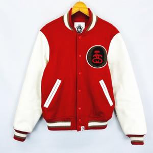 KITH 大阪 スタジアムジャケット 赤白(未使用) 大阪限定 ステューシー STUSSY A BATHING APE VARSITY JACKET 001HJ0731927X ア