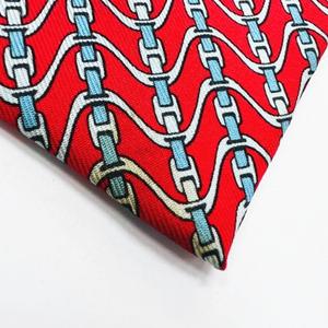 エルメス HERMES 総柄 チェーン柄 モチーフ シルク ネクタイ 赤