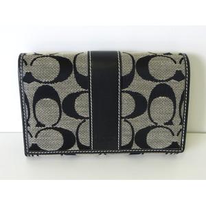 コーチ COACH 財布 二つ折り シグネチャー キャンバス レザー 紺