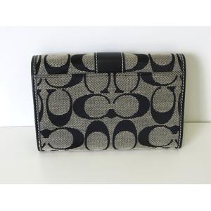 コーチ COACH 財布 二つ折り シグネチャー キャンバス レザー 紺 