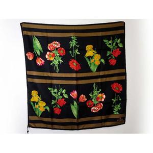 フェンディ FENDI スカーフ ストール 大判 シルク 絹 ボーダー 花柄 薔 未使用品 フェンディ FENDI スカーフ ストール 大判 シルク 絹