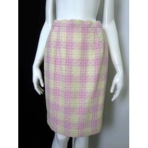 クレージュ courreges スカート スーツ ツイード ウール ラメ チェック 