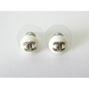 シャネル CHANEL ピアス ココマーク 05V 白 シルバー色 アクセサリー