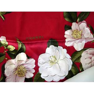 シャネル CHANEL スカーフ 大判 ストール 絹 シルク カメリア 花柄