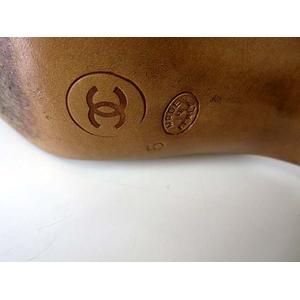 シャネル CHANEL パンプス ミュール バックベルト レザー キャップトゥ