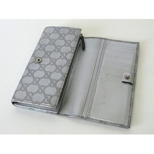 グッチ GUCCI 財布 長財布 GG シマ レザー シルバー グレー ロング 