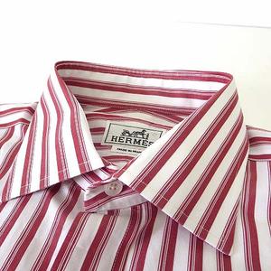 HERMÈS 赤白ストライプ 長袖シャツ